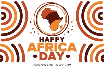 Africa Day. Happy African Freedom Day and Liberation Day. Celebrate annual on the African continent and around the world. African pattern. Poster, card, banner and background. Vector illustration