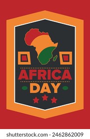 Africa Day. Happy African Freedom Day and Liberation Day. Celebrate annual on the African continent and around the world. African pattern. Poster, card, banner and background. Vector illustration