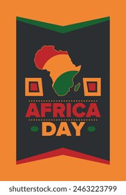 Día de África. Feliz Día de la Libertad Africana y Día de la Liberación. Celebra cada año en el continente africano y en todo el mundo. Patrón africano. Cartel, tarjeta, Anuncio y fondo. Ilustración vectorial