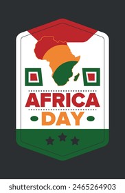 Africa Day. Happy African Freedom Day and Liberation Day. Celebrate annual on the African continent and around the world. African pattern. Poster, card, banner and background. Vector illustration