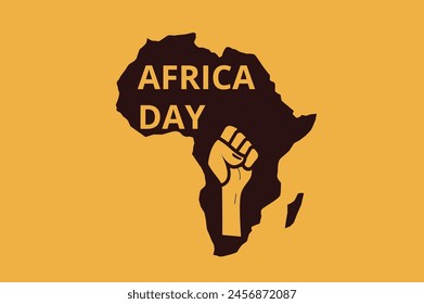 Africa Day Illustration with Africa map and fist silhouette banner. Celebration design card template. African Liberation May 25. Vector flat background