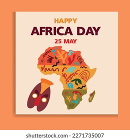 Africa Day. May 25. Holiday concept. Template for background, banner, card, and poster with text inscription. Vector illustration