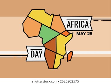 Dia da África, 25 de maio - cartaz, cartão, fundo, banner - ilustração vetorial
