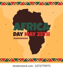 Africa day May 25th banner with map and african pattern illustration design