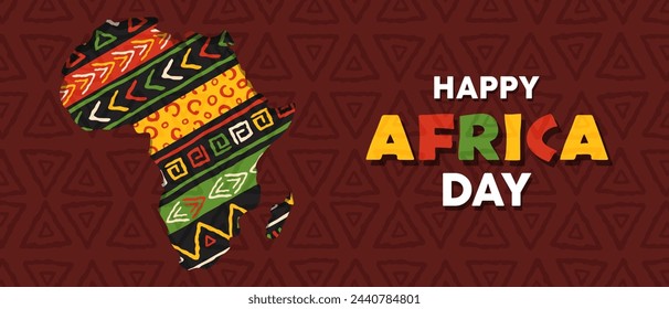 Africa day tribal art continent shape celebrating African unity . Eps 10 vector ilustration