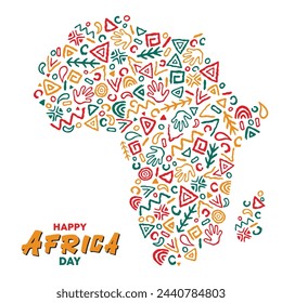 Africa day tribal art continent shape celebrating African unity . Eps 10 vector ilustration