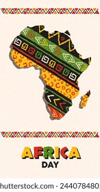Africa day tribal art continent shape celebrating African unity . Eps 10 vector ilustration
