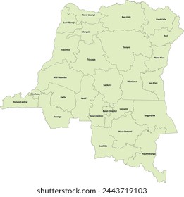 África Mapa de la República Democrática del Congo con adm1 25 provincias y 1 ciudad capital