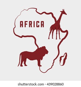 Africa design. map shape icon. animals illustration, vector grap