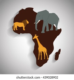 Africa design. map shape icon. animals illustration, vector grap