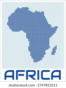 Africa dot map. Dotted shape of the continent. Africa boundary dots with title. Vector illustration.