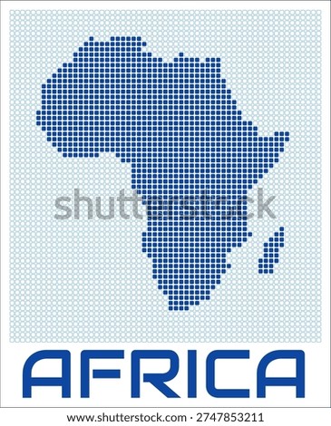 Africa dot map. Dotted shape of the continent. Africa boundary dots with title. Vector illustration.