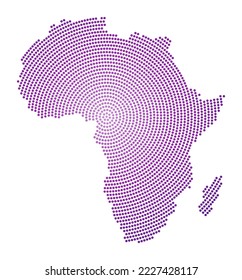 Mapa de puntos de África. Forma de estilo digital de África. Icono tecnológico del continente con puntos degradados. Increíble ilustración vectorial.