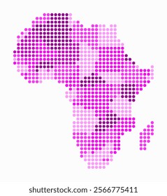 Africa dotted map. Digital style map of the continent on white background. Africa shape with circle dots. Colored dots style. Large size circles. Simple vector illustration.