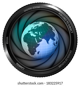 Africa Earth Globe In Shutter Ready To Snapshot Isolated Vector Illustration