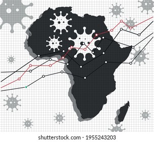 Africa economic crisis vector illustration. Pandemic chart. White Background.