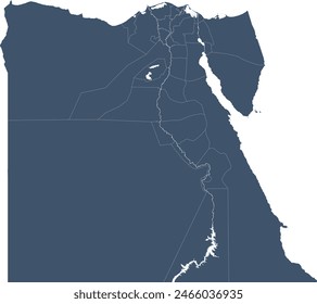 Afrika Ägypten Karte mit 27 Gouvernoraten mit einer Farbe