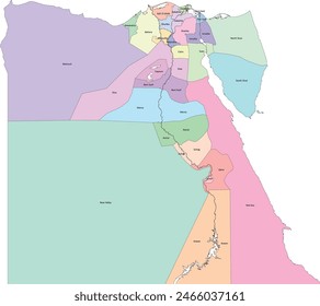 Afrika Ägypten Karte -adm1 mit 27 Gouvernements Namen