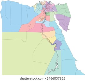 Africa Egypt Map adm2 with 365 Municipal divisions including kism, markaz, new cities, and police-administered areas