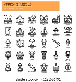 Africa Elements , Thin Line and Pixel Perfect Icons