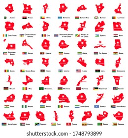 Africa Epidemic Virus Map pack, African country illustration, vector isolated on white background