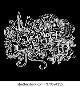 Africa ethnic hand lettering and doodles
