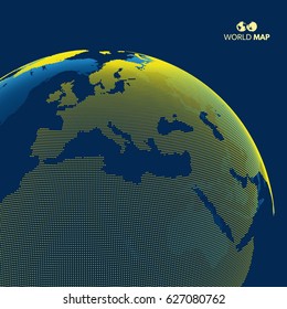 Africa and Europe. Earth globe. Global business marketing concept. Dotted style. Design for education, science, web presentations.