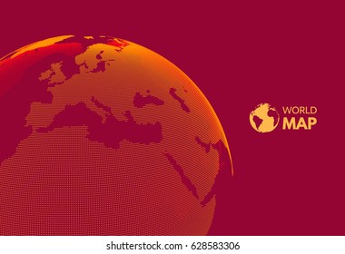 Africa and Europe. Earth globe. Global business marketing concept. Dotted style. Design for education, science, web presentations.