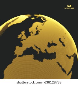 Africa and Europe. Earth globe. Global business marketing concept. Dotted style. Design for education, science, web presentations.