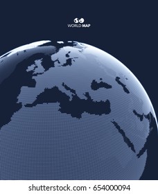 Africa and Europe. Earth globe. Global business marketing concept. Dotted style. Design for education, science, web presentations.