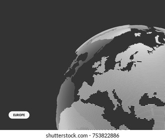 Africa and Europe. Earth globe. Global business marketing concept. Dotted style. Design for education, science, web presentations.