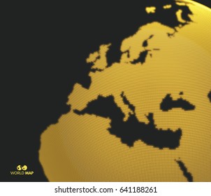 Africa and Europe. Vector map of the world. Global business marketing concept. Dotted style. Design for education, science, web presentations.