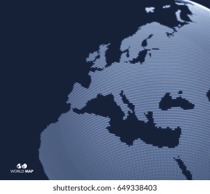 Africa and Europe. Vector map of the world. Global business marketing concept. Dotted style. Design for education, science, web presentations.