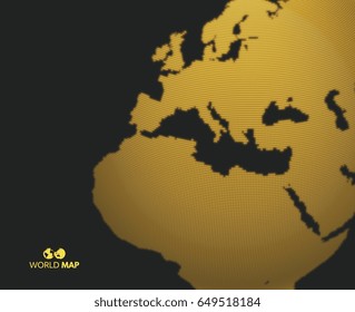 Africa and Europe. Vector map of the world. Global business marketing concept. Dotted style. Design for education, science, web presentations.