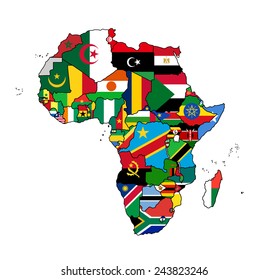 Africa Flag Map All countries of Africa colored in with their flag.