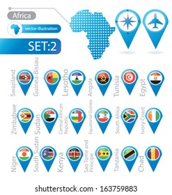 Africa. flag pointer. vector Illustration.