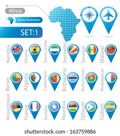 Africa. flag pointer. vector Illustration.