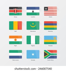 Africa flag set. Flat design