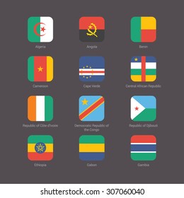 Africa flag set. Flat design