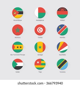 Africa flag set. Flat design