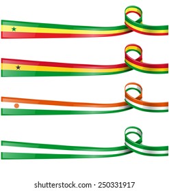 africa flag set on white background 