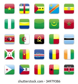 Africa flags round icon set 