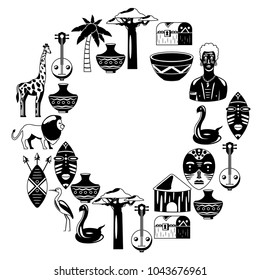 Africa. Frame for poster. Travel to Africa ethnic icons. Tribal illustration. 