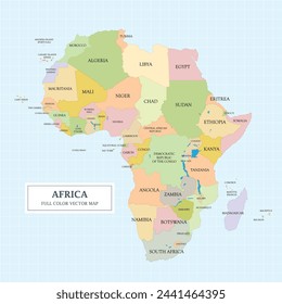 Afrika Vollfarbige Vektor-Map Separierte Ebene leicht editierbar.