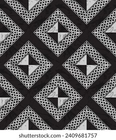 Africa geometric fabric patterns, ethnic textile art for trendy clothing and bag printing. Modern graphic rectangles create a fashionable artwork. 