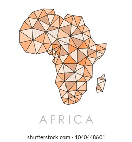 Africa geometric map - modern style low poly triangles vector.