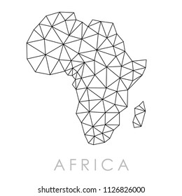 Africa geometric map - modern style low poly triangles vector.