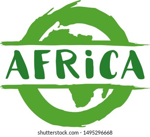 Africa Graphic Mark Stamp. Map Doodle Label Symbol. Grunge Brush Art.