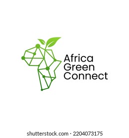 Africa Green Leaf Connection Geometric Logo Vector Icon Illustration