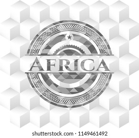 Africa grey emblem. Vintage with geometric cube white background